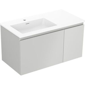 MEXEN/S Orio koupelnová skříňka 90 cm s umyvadlem Otis levá, 1S, 1D, šedá mat/bílá mat 91A13-09047-3-BBFF62-W18L01 obraz