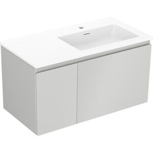 MEXEN/S Orio koupelnová skříňka 90 cm s umyvadlem Otis pravá, 1S, 1D, šedá mat/bílá mat 91A13-09047-3-BBFF62-W18P01 obraz