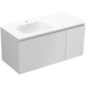 MEXEN/S Orio koupelnová skříňka 90 cm s umyvadlem Vela levá, 1S, 1D, šedá mat/bílá mat 91A13-09047-3-BBFF62-W23L01 obraz
