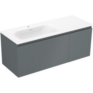 MEXEN/S Rivel koupelnová skříňka 120 cm s umyvadlem Vela levá, 1S, 1D, reliéf, grafit mat/bílá mat 91A23-12047-3-BBFF66-W23L01 obraz