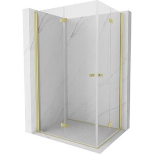 MEXEN/S Mist-F Duo sprchový kout skládací dveře levá 90 x 75, transparent, zlato kartáčovaná 8A6-090L-075P-55-00 obraz