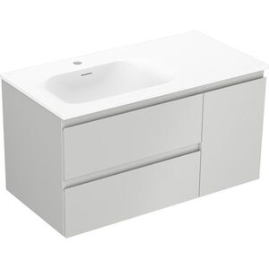MEXEN/S Orio koupelnová skříňka 90 cm s umyvadlem Vela levá, 2S, 1D, šedá mat/bílá mat 91A13-09047-3-BBFFF62-W23L01 obraz