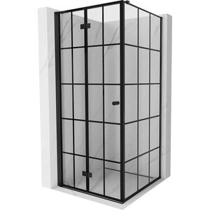 MEXEN/S Mist-F sprchový kout skládací dveře levá 75 x 75, černá kratka, černá 8A6T-075-075-70-77-L obraz