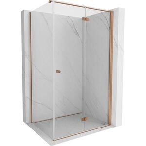 MEXEN/S Mist-F sprchový kout skládací dveře pravá 75 x 80, transparent, měď kartáčovaná 8A6T-075-080-65-00-P obraz