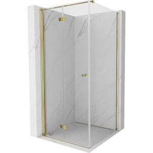 MEXEN/S Mist-F sprchový kout skládací dveře levá 85 x 85, transparent, zlato 8A6T-085-085-50-00-L obraz