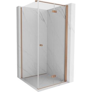 MEXEN/S Mist-F sprchový kout skládací dveře pravá 85 x 85, transparent, měď kartáčovaná 8A6T-085-085-65-00-P obraz