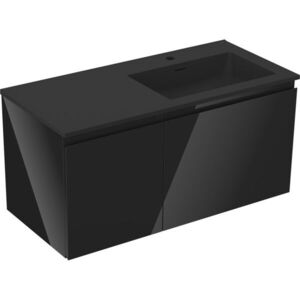 MEXEN/S Orio koupelnová skříňka 100 cm s umyvadlem Otis pravá, 1S, 1D, černá lesk/černá mat 91A13-10047-3-BBFF70-W18P71 obraz