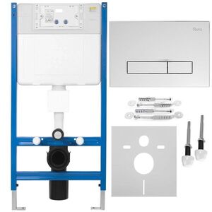 REA/S Podomítkový WC systém K011A-Q + tlačítka I Brush Chrome KPL-E9561 obraz