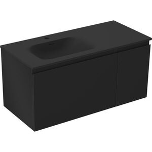 MEXEN/S Orio koupelnová skříňka 100 cm s umyvadlem Vela levá, 1S, 1D, černá mat 91A13-10047-3-BBFF71-W23L71 obraz