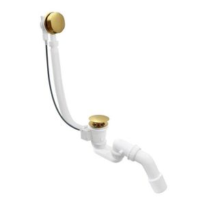 Erga Pureline, vanová odtoková a přepadová souprava, délka 650 mm, bowden, broušené zlato, ERG-V08-PURELINE-SIPHON60-CO obraz