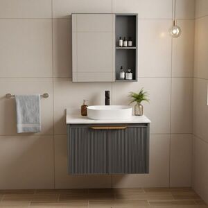 REA Koupelnová sestava nábytku s deskou Marti 60cm Grey REA-M0031 obraz