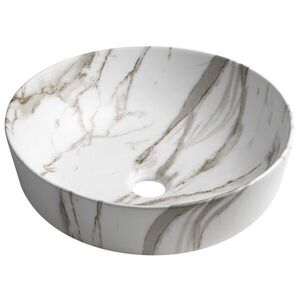 SAPHO RONDEA keramické umyvadlo na desku Ø 41cm, bianco carrara AR445BC obraz