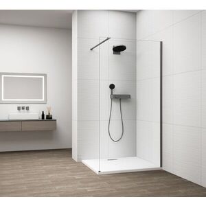 POLYSAN ESCA GUN METAL jednodílná sprchová zástěna k instalaci ke stěně, sklo čiré, 700 ES1070-11 obraz