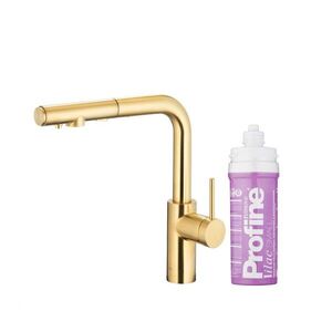 KFA Duero pure basic pull-out, filtrující s otočnou výtokovou armaturou, broušené světlé zlato + profine lilac 6623-115-39 obraz