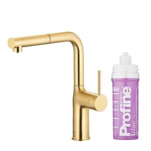 KFA Duero pure move pull-out, filtrující s otočnou výtokovou armaturou, broušené světlé zlato + profine lilac s 6623-425-39 obraz