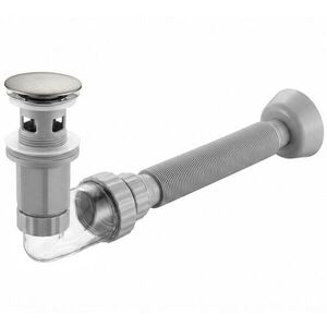 REA Umyvadlový sifon s univerzální výpustí click-clack Flow Brush Nickel REA-A9495 obraz