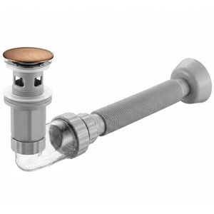 REA Umyvadlový sifon s univerzální výpustí click-clack Flow Brush Copper REA-A9497 obraz