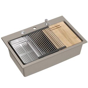 Quadron Granitový dřez MARC 110 WORKSTATION Beige Zlatá zátka ZLE-09046 obraz