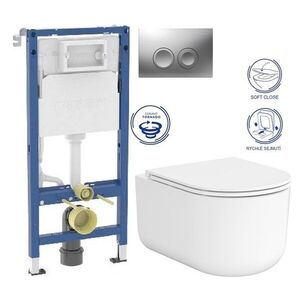 GEBERIT DuofixBasic s matným tlačítkem DELTA21 + WC CERSANIT INTRO PRO OVAL /VÍROVÉ SPLACH/+ SEDÁTKO 458.103.00.2 21MA IR1 obraz