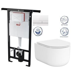 ALCA Jádromodul předstěnový instalační systém s bílým tlačítkem M1710 + WC CERSANIT INTRO PRO OVAL /VÍROVÉ SPLACH/+ SEDÁTKO AM102/1120 M1710 IR1 obraz