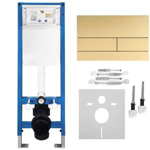 REA Podomítkový Instalační Set Slim 024N pro WC s Tlačítkem T Brush Gold KPL-E1055 obraz