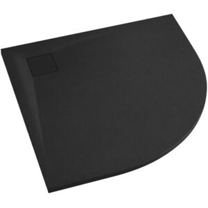 CERANO Sprchová vanička čtvrtkruhová Quarto SMC/minerální kompozit strukturovaná černá matná 90x90x3 CER-414758 obraz