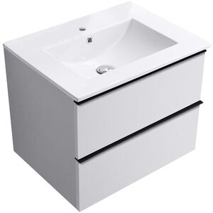 CERANO Koupelnová skříňka Velora bílá matná, úchytka černá + keramické umyvadlo Todo bílá lesklá 71x55x46, 5 CER-664855 obraz