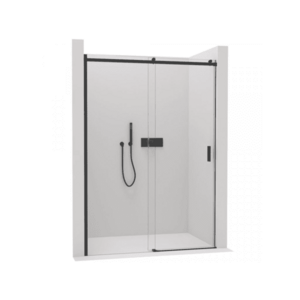 CERANO Sprchové posuvné dveře Santoro L/P 8 mm černá matná, transparentní sklo 100x195 CER-8050BD7258 obraz
