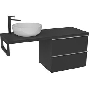 CERANO Koupelnová skříňka Velora černá matná, úchytka chrom + deska pod umyvadlo Navira Pro 36 mm + konzole černá 120x56, 6x46, 5 CER-667856 obraz