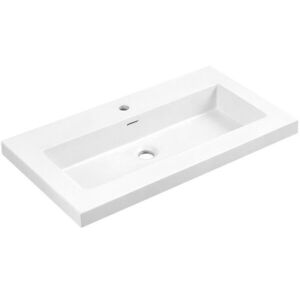 CERANO Umyvadlo z litého mramoru Ovo s přepadem bílá lesklá otvor pro baterii- 60, 5x46, 5 CER-004297 obraz