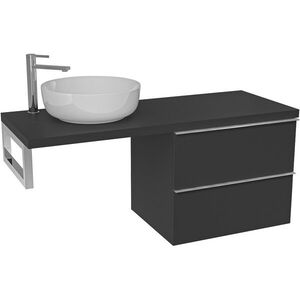 CERANO Koupelnová skříňka Velora černá matná, úchytka chrom + deska pod umyvadlo Navira Pro 36 mm + konzole chrom 120x56, 6x46, 5 CER-667859 obraz