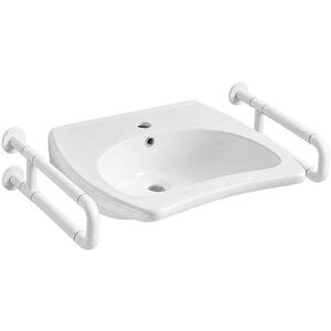 CERANO Umyvadlo keramické pro handicapované Tina + 2x madlo bílá nástěnné bílá lesklá 62x53 CER-680369 obraz