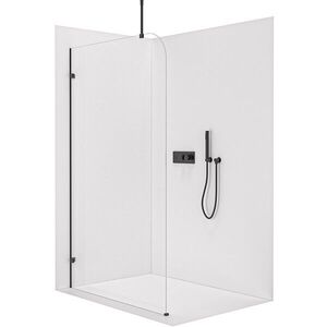 CERANO Sprchová zástěna Walk-in Orbis Top Round L/P 8 mm kulatá vzpěra černá matná, transparentní sklo 110x200 CER-682150 obraz