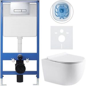 CERANO Kompletní WC set Profi/Felci bílá lesklá WC tlačítko Slim/Chrom předstěnová instalace 52, 5x36 CER-8050BD54 obraz