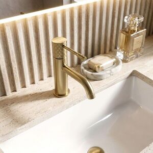 REA Umyvadlová baterie Lungo Diamond Brush Gold REA-B9843 obraz