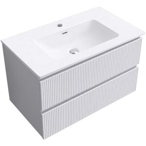 CERANO Koupelnová skříňka Carole bílá matná rýhovaná + keramické umyvadlo Novo bílá lesklá 81x49, 5x46, 5 CER-778947 obraz