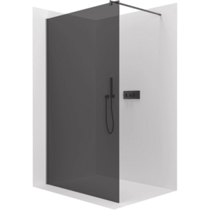 CERANO Sprchová zástěna Walk-in Onyx Round L/P 8 mm kulatá vzpěra černá matná, grafitové sklo 50x200 CER-426397 obraz