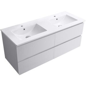 CERANO Koupelnová skříňka Carole bílá matná + keramické dvojumyvadlo Todo bílá lesklá 121x50x46, 5 CER-476315 obraz