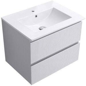 CERANO Koupelnová skříňka Carole bílá matná rýhovaná + keramické umyvadlo Todo bílá lesklá 61x50x46, 5 CER-008759 obraz