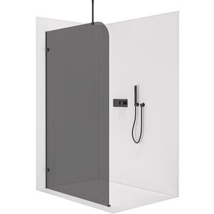 CERANO Sprchová zástěna Walk-in Orbis Top Round L/P 8 mm kulatá vzpěra černá matná, grafitové sklo 150x200 CER-682180 obraz