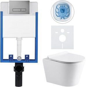 CERANO Kompletní WC set Profi/Carlito bílá lesklá WC tlačítko Slim/Tmavě šedá pro zazdění 48, 5x36, 5 CER-790348 obraz