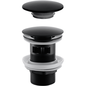 CERANO Umyvadlová výpusť 5/4“ click-clack s přepadem + kryt z litého mramoru nerez 25/60mm černá matná CER-431749 obraz