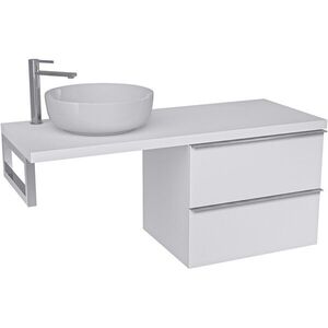 CERANO Koupelnová skříňka Velora bílá matná, úchytka chrom + deska pod umyvadlo Navira Pro 36 mm + konzole chrom 140x56, 6x46, 5 CER-667895 obraz