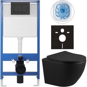 CERANO Kompletní WC set Profi/Cesso černá matná WC tlačítko Classic/Černá matná předstěnová instalace 49x36 CER-8050BD37 obraz