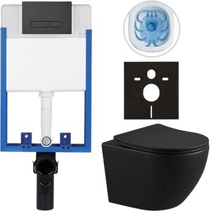 CERANO Kompletní WC set Profi/Cesso černá matná WC tlačítko Slim/Černá matná pro zazdění 49x36 CER-8050BD47 obraz