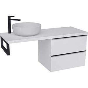 CERANO Koupelnová skříňka Velora bílá matná, úchytka černá + deska pod umyvadlo Navira Pro 36 mm + konzole černá 160x56, 6x46, 5 CER-667940 obraz