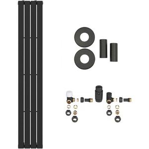CERANO Koupelnový radiátorový set Arlen ústřední vytápění boční připojení 558W černá matná 1800x300 mm CER-416458 obraz