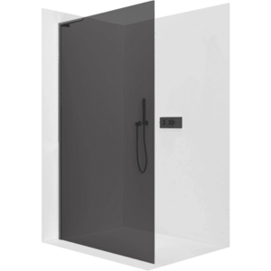 CERANO Sprchová zástěna Walk-in Onyx L-levá vzpěra 10 mm černá matná, grafitové sklo 110x200 CER-8050BD73111 obraz