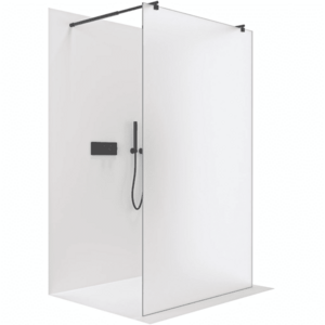 CERANO Sprchová zástěna Walk-in Onyx Duo L/P 8 mm kulatá vzpěra černá matná, mléčné sklo 100x200 CER-8050BD2217 obraz