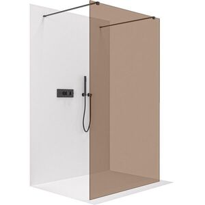 CERANO Sprchová zástěna Walk-in Onyx Duo L/P 8 mm hranatá vzpěra černá matná, bronzové sklo 160x200 CER-687844 obraz